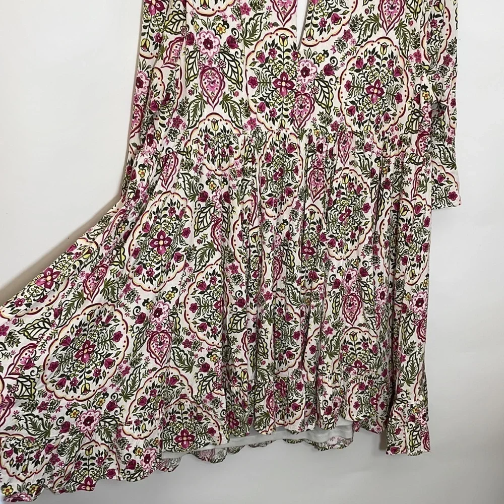 Torrid 2 IVORY FLORAL PRINT CHALLIS SKATER DRESS - Picture 8 of 10
